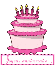 gif joyeux anniversaire gateau rose